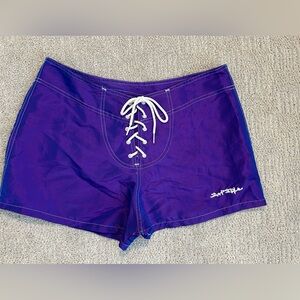 Vintage lace up Y2K Surf style shorts purple iridescent size large